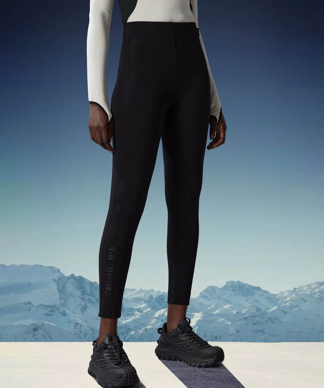 Black High-rise jersey leggings, Moncler Grenoble