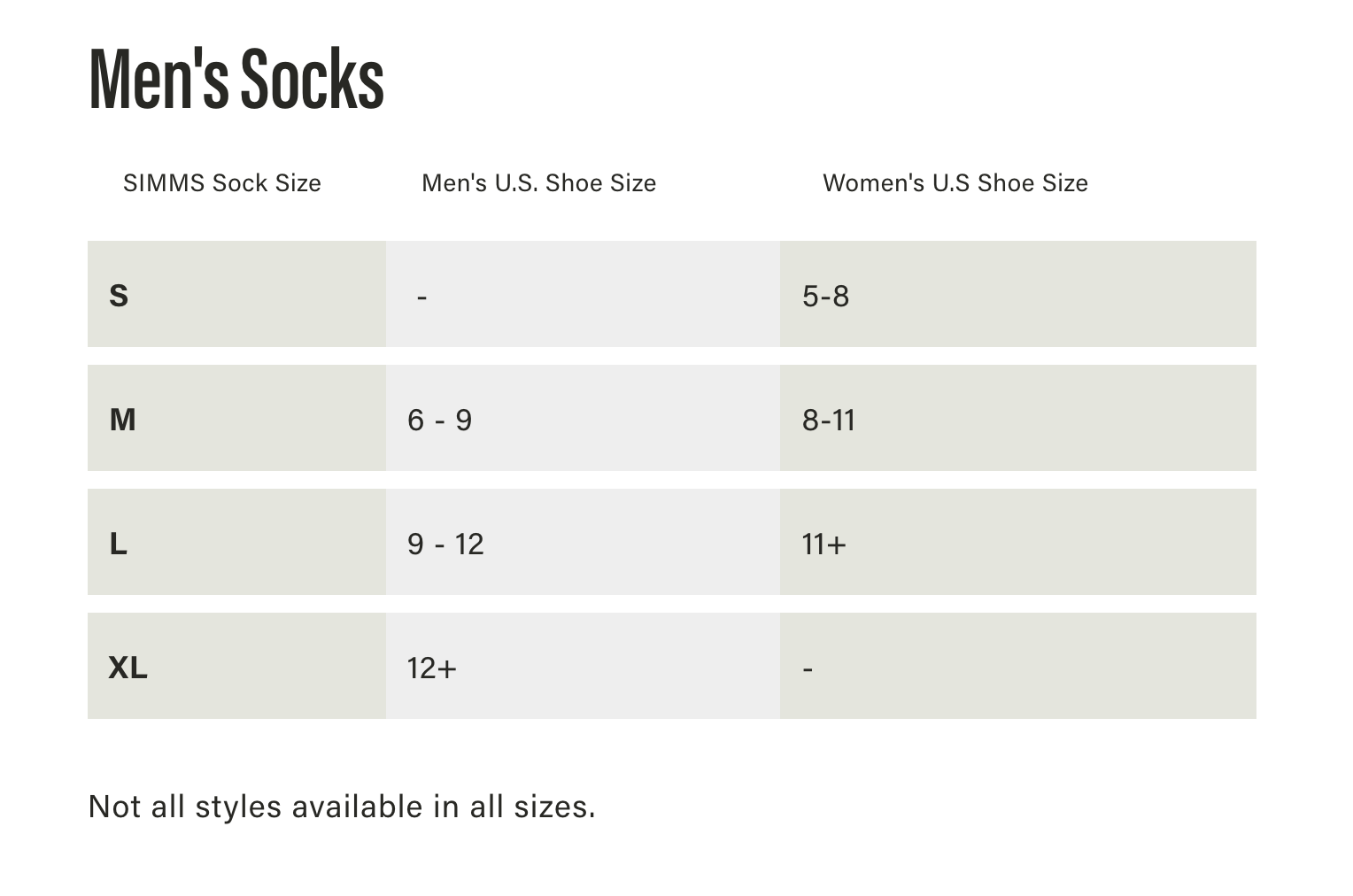 Size chart