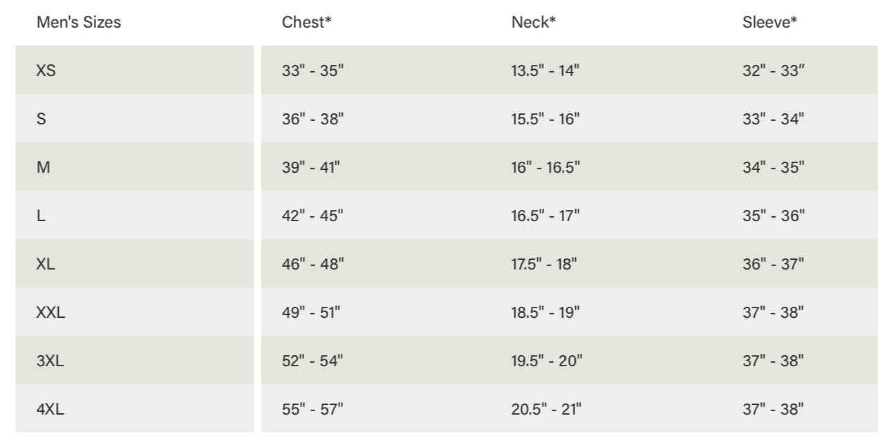 Size chart