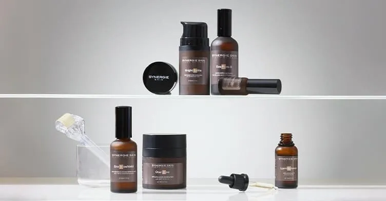 Synergie Skin range displayed on a shelf