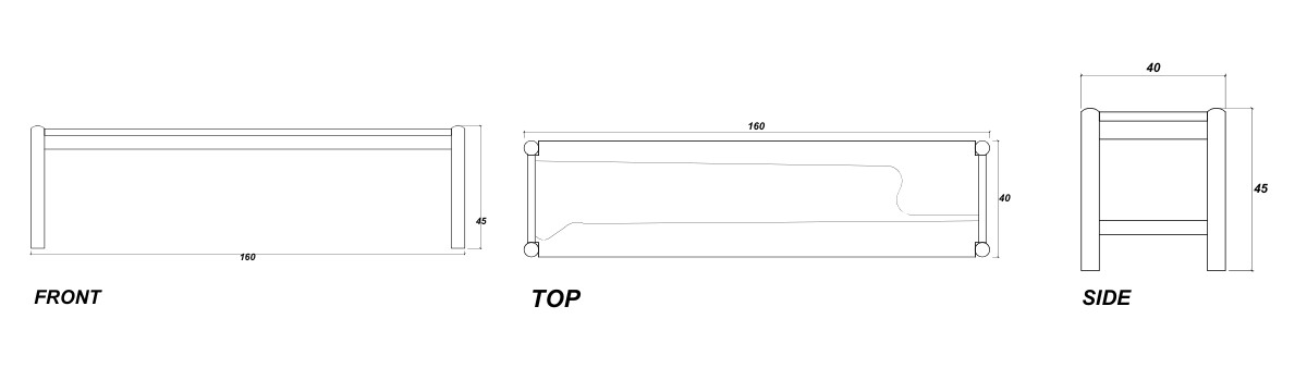 Taku Bench 90cm - European White Oak dimensions desktop