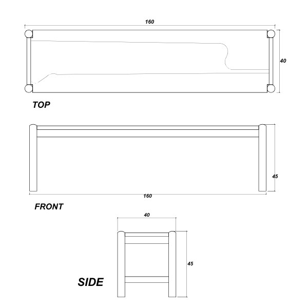 Taku Bench 90cm - European White Oak dimensions mobile