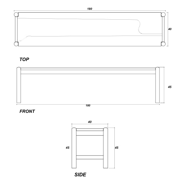 Taku Bench 90cm - European White Oak dimensions mobile
