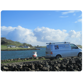 Wind and Sun island installation van and view