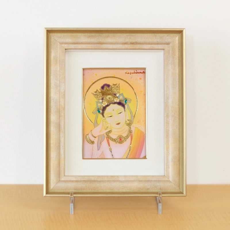 寿福院祥一 油彩画 少女の肖像 金色と青色のフレーム 寿福院祥一 油彩 寿福院祥一 油彩画 少女の肖像 金色と青色のフレーム 寿福院祥一 油彩