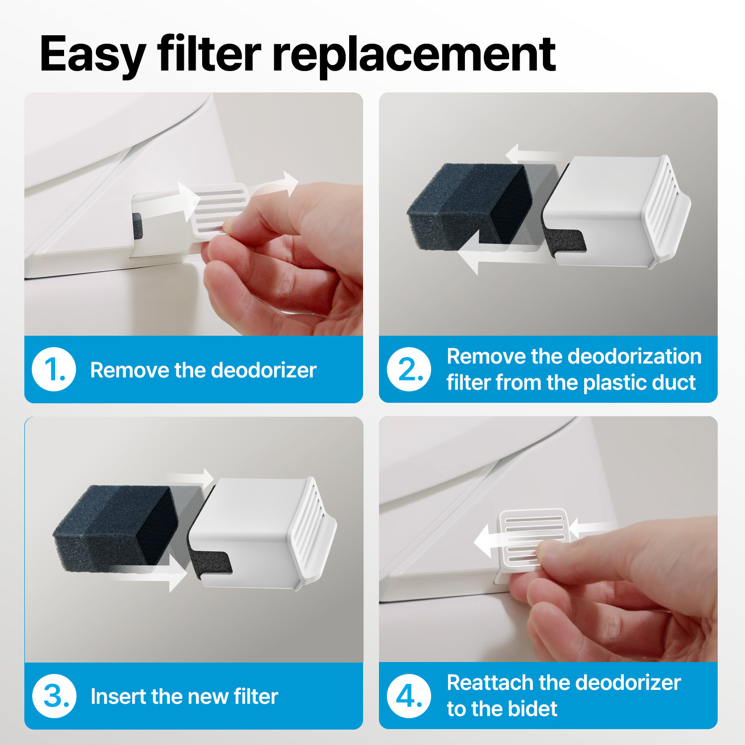 Filters and easy to replace on Bidetmega 500S
