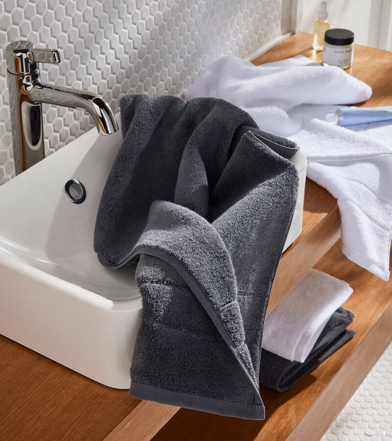 100% Organic Cotton Ribbed Bath Towels in Blue by Brooklinen - Holiday Gift Ideas