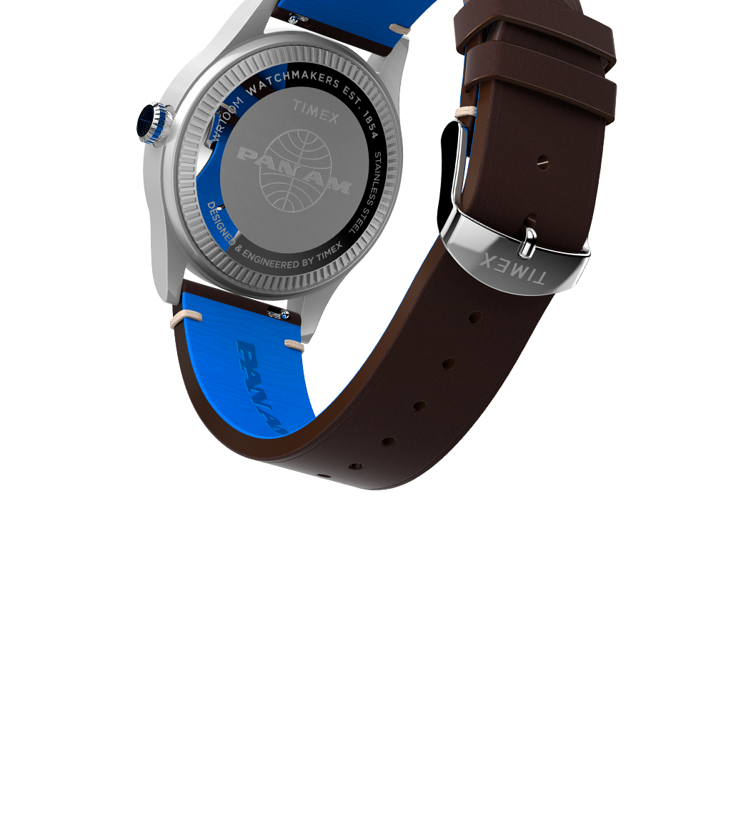 Timex Waterbury GMT x Pan Am® 39mm Leather Strap Watch