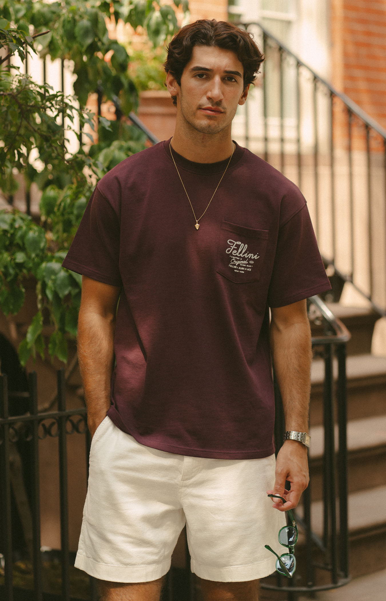 Fellini Pocket T-shirt | Burgundy
