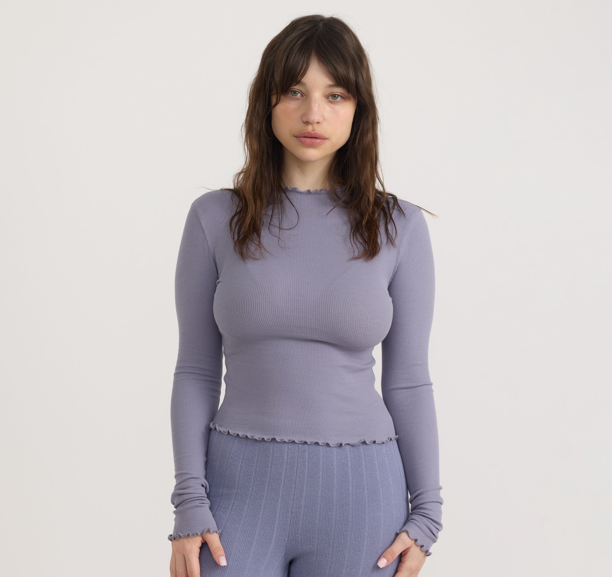 Core Rib Mock Neck Long Sleeve Tee | Only €33