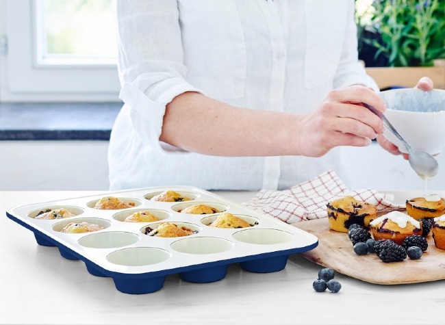 GreenLife Ceramic Nonstick Muffin Pan | Quartz Gray info card