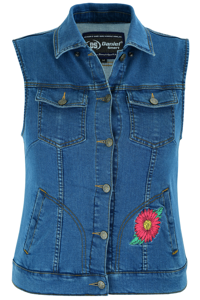 dm944-womens-blue-denim-snap-front-vest-with-red-d-product-detail-image