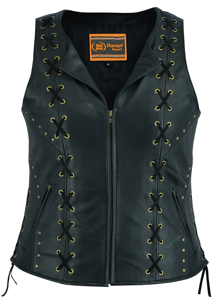 ds233-womens-zippered-vest-with-lacing-details-product-detail-image