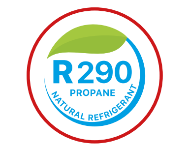Eco-friendly R-290 Hydrocarbon refrigerant, meets DOE’s Energy Conservation standards.