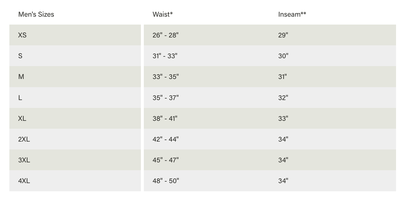 Size chart