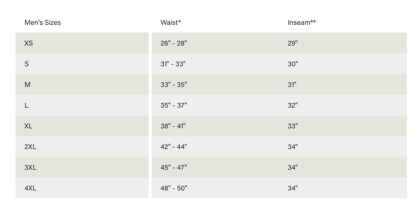 Size chart