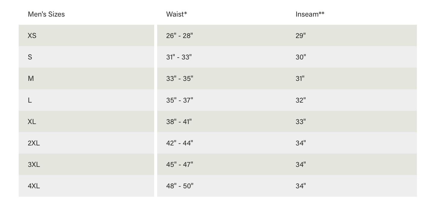 Size chart