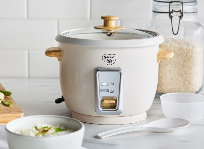 GreenLife 6-Cup Rice Cooker | Pink info card
