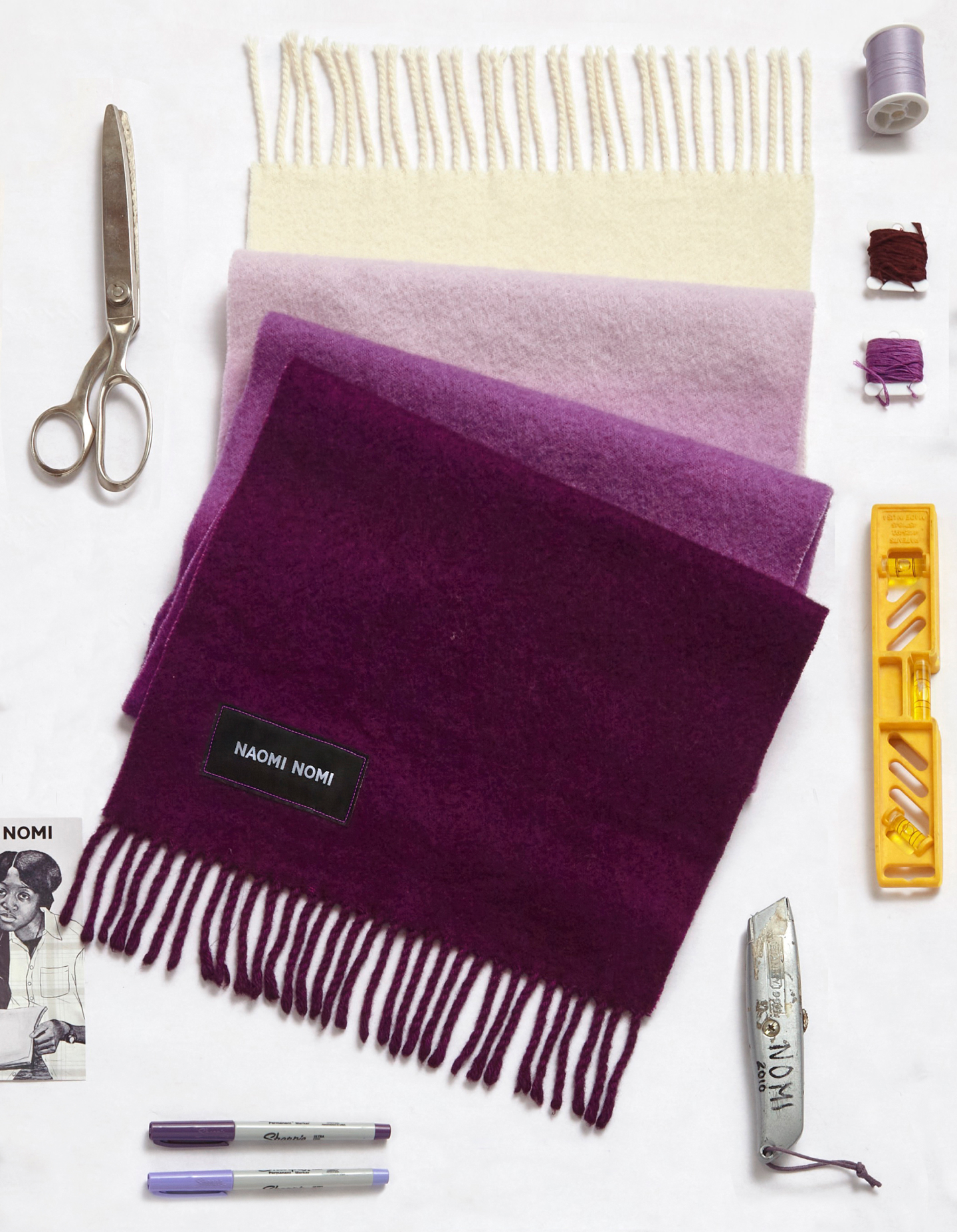 The Gradient Wool Scarf (Big Purple Mongolian Wool)