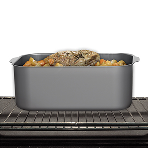 The pot has a nonstick interior and is safe to use in conventional or convection ovens up to 180°F.