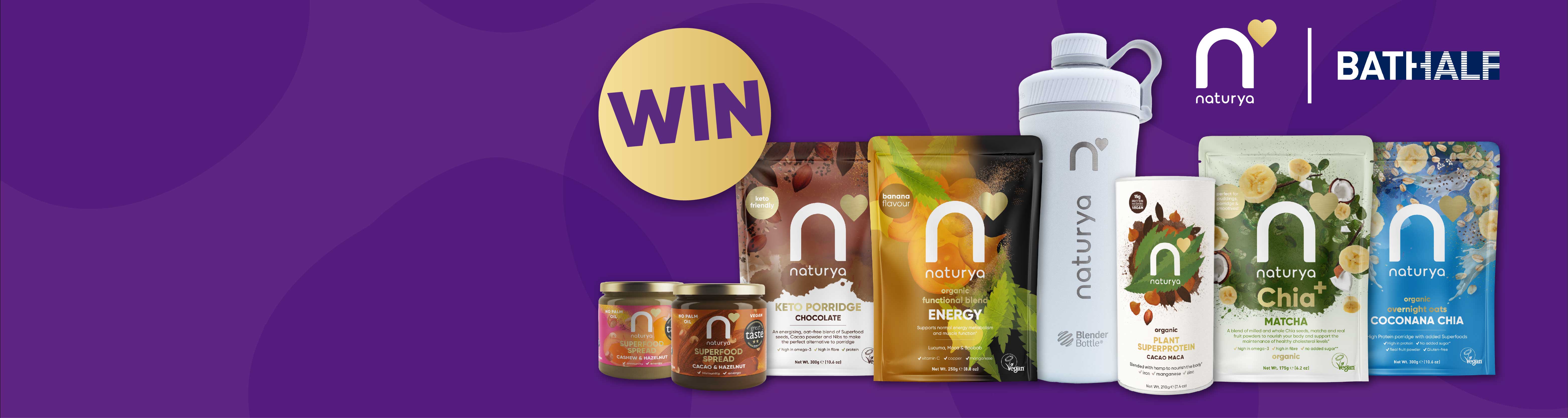 win a free entry in Bath Half Marathon 2022 and a Naturya superfood bundle worth over £150 including everything you need to fuel pre and post run and achieve maximum performance