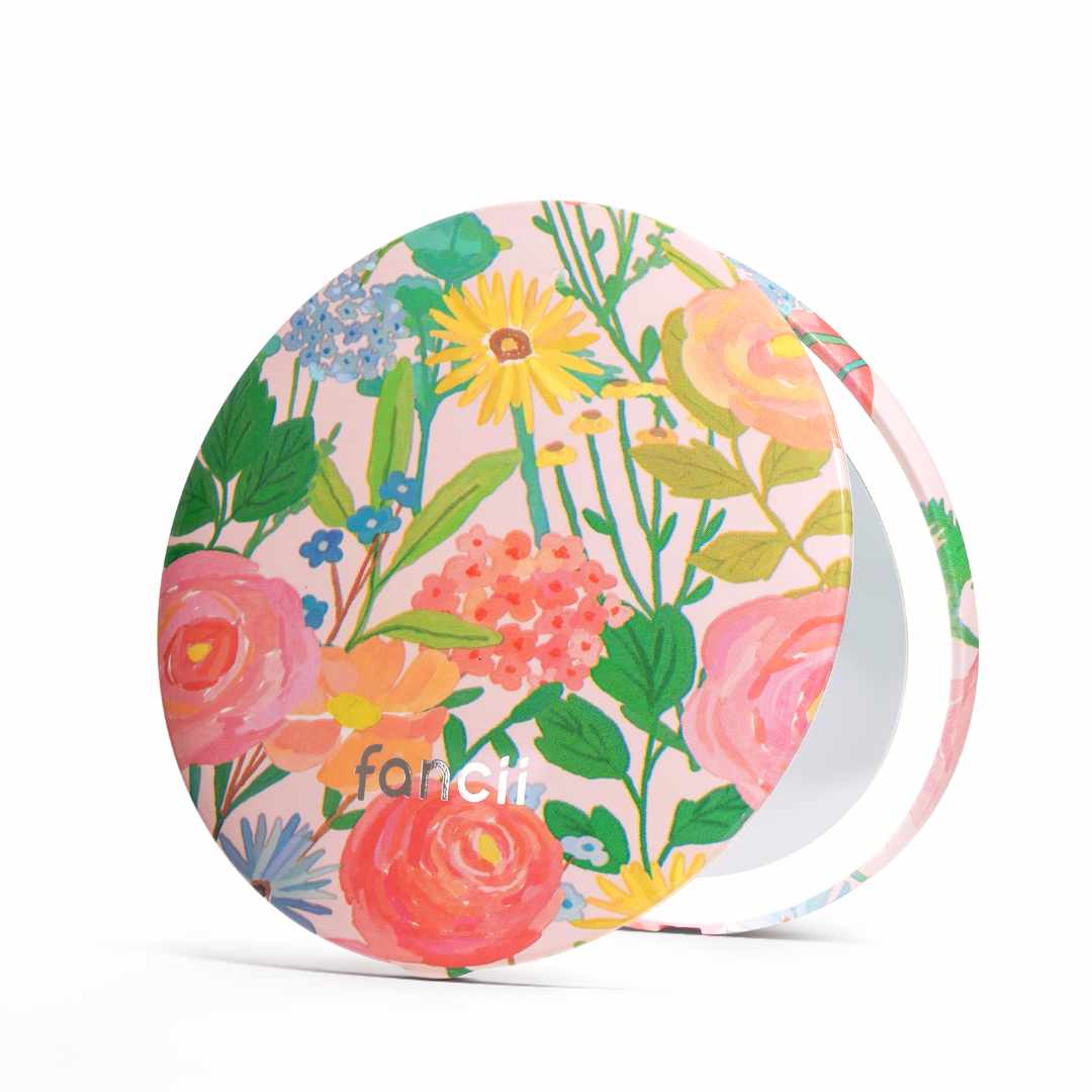 Mini Taylor premium lighted compact by Fancii and Co opened to show the natural daylight leds