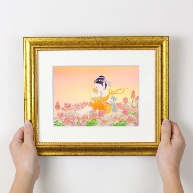 グッズ_艶金盛り 「ネコ ネコ ねっこ」額付き_展示イメージ