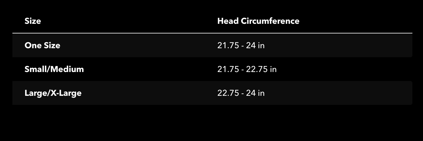 Size chart