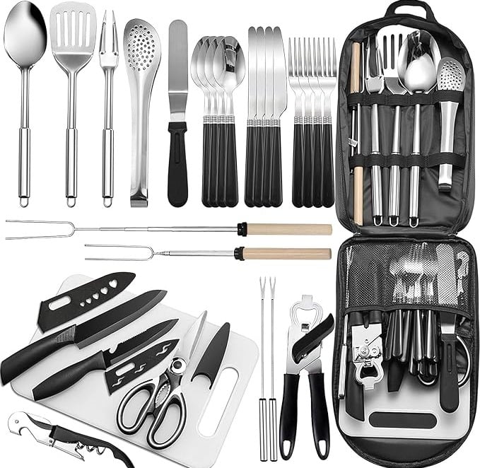 Camp Cooking Set - Cooking Utensils & Cutlery Bag