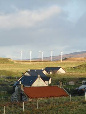 Canna wind turbines and houses