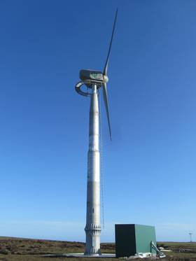 Fair Isle Harbon wind turbine