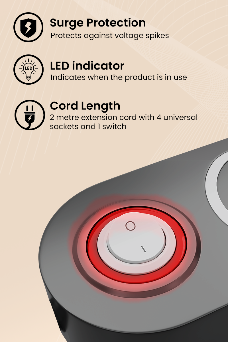 Surge Protection, LED Indicator, Cord Length