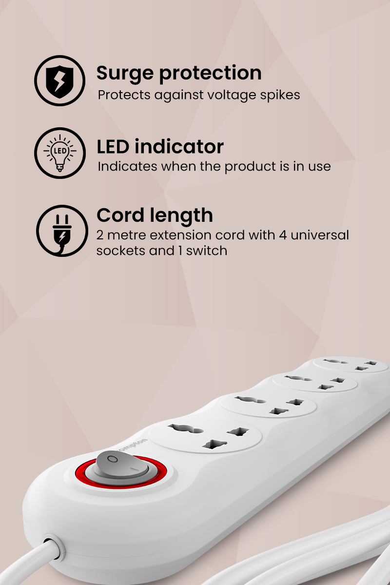Surge Protection, LED Indicator, Cord Length