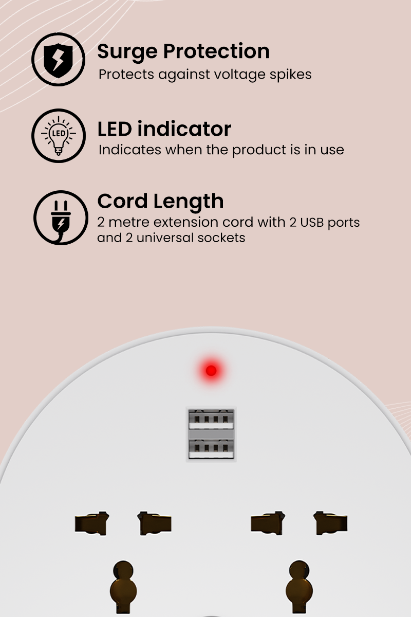Surge Protection, LED Indicator, Cord Length