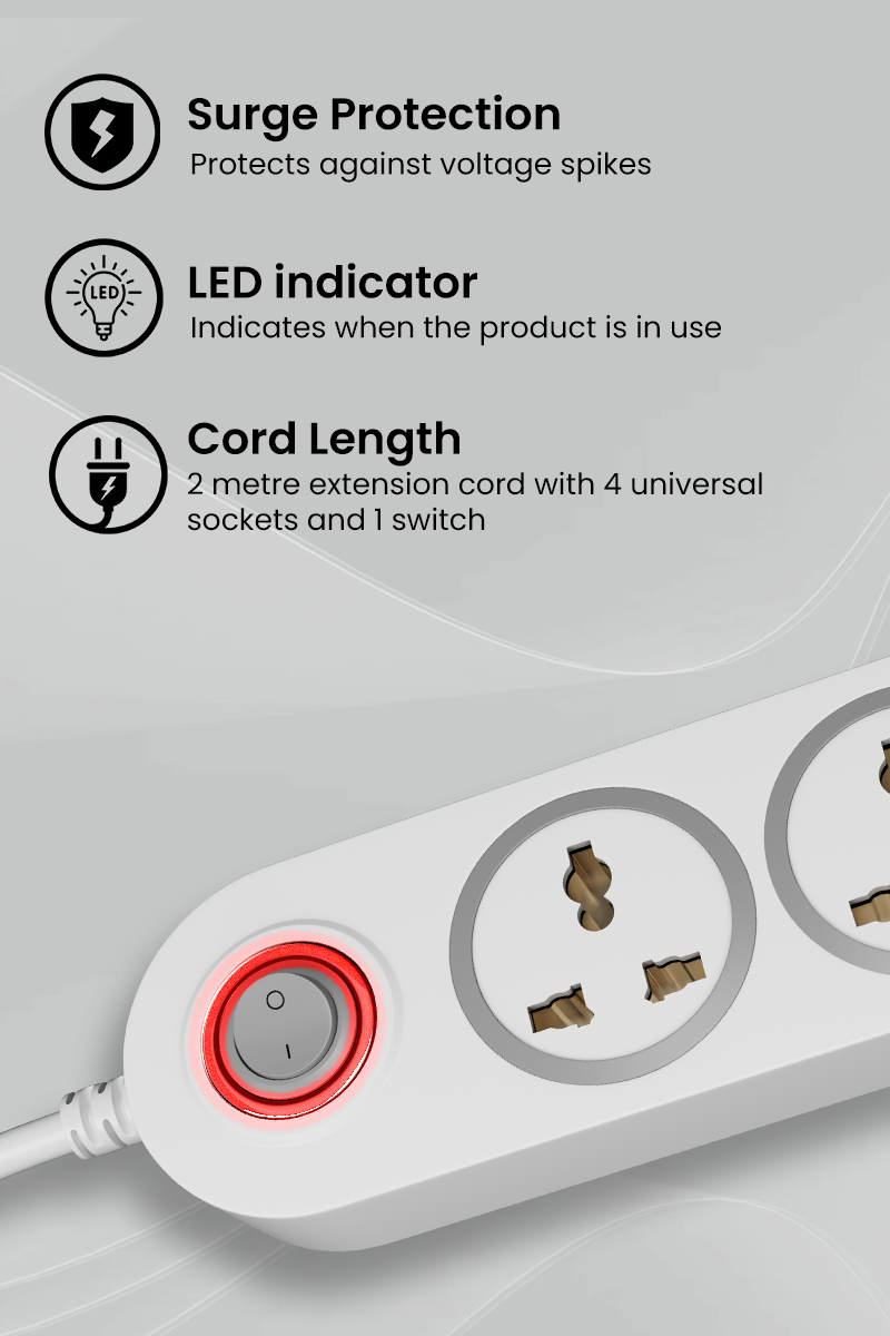 Surge Protection, LED Indicator, Cord Length