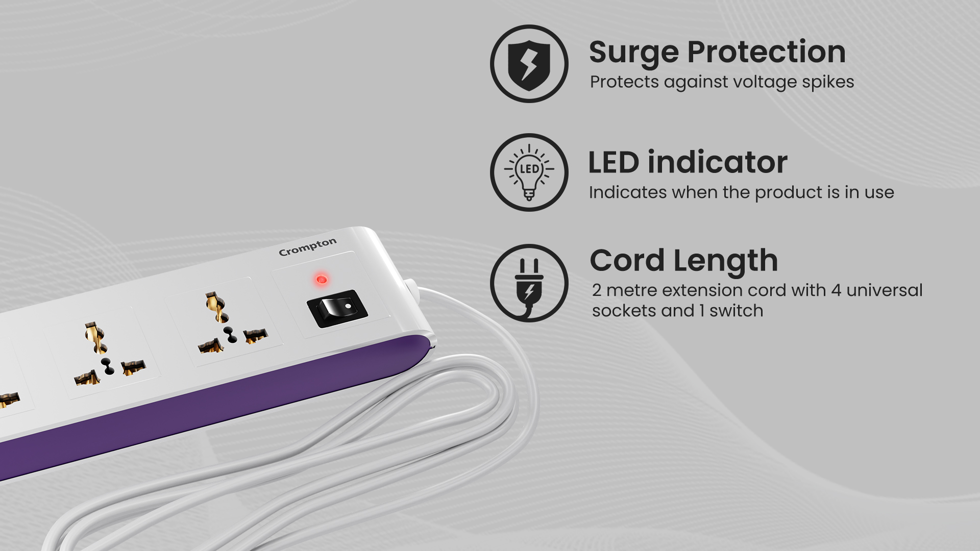 Surge Protection, LED Indicator, Cord Length