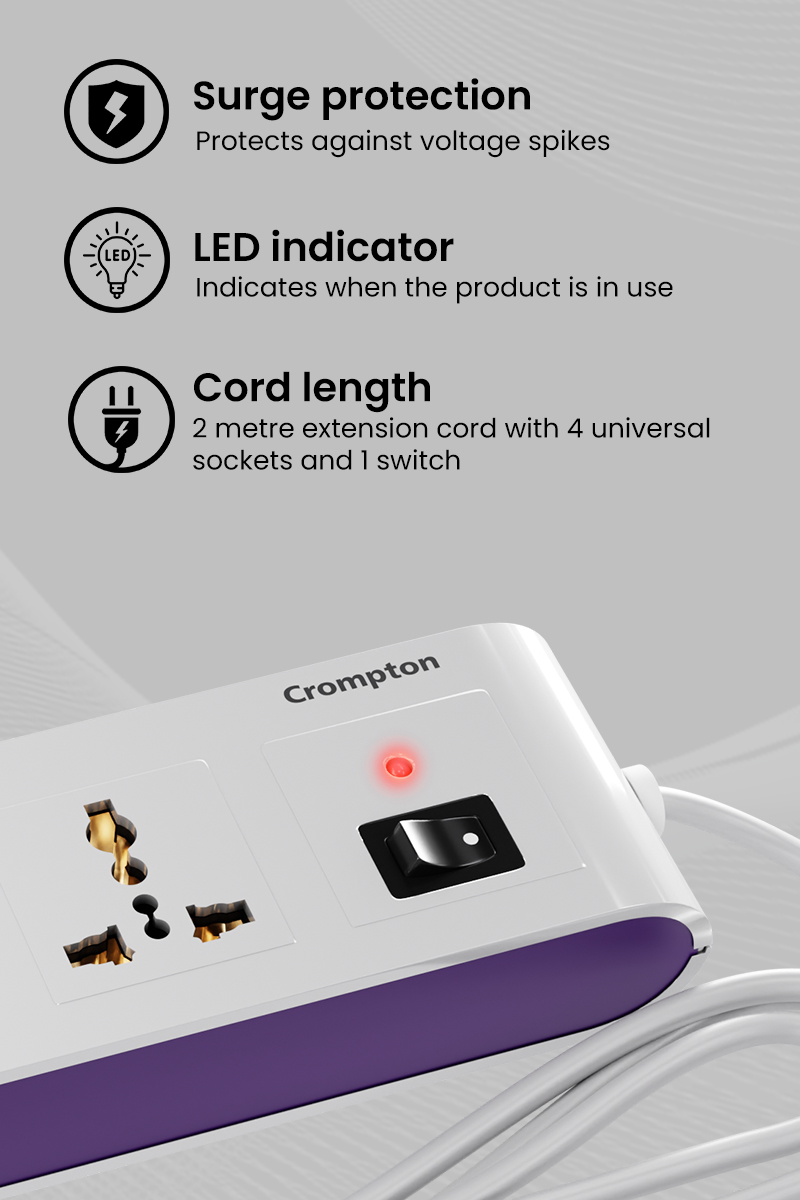 Surge Protection, LED Indicator, Cord Length