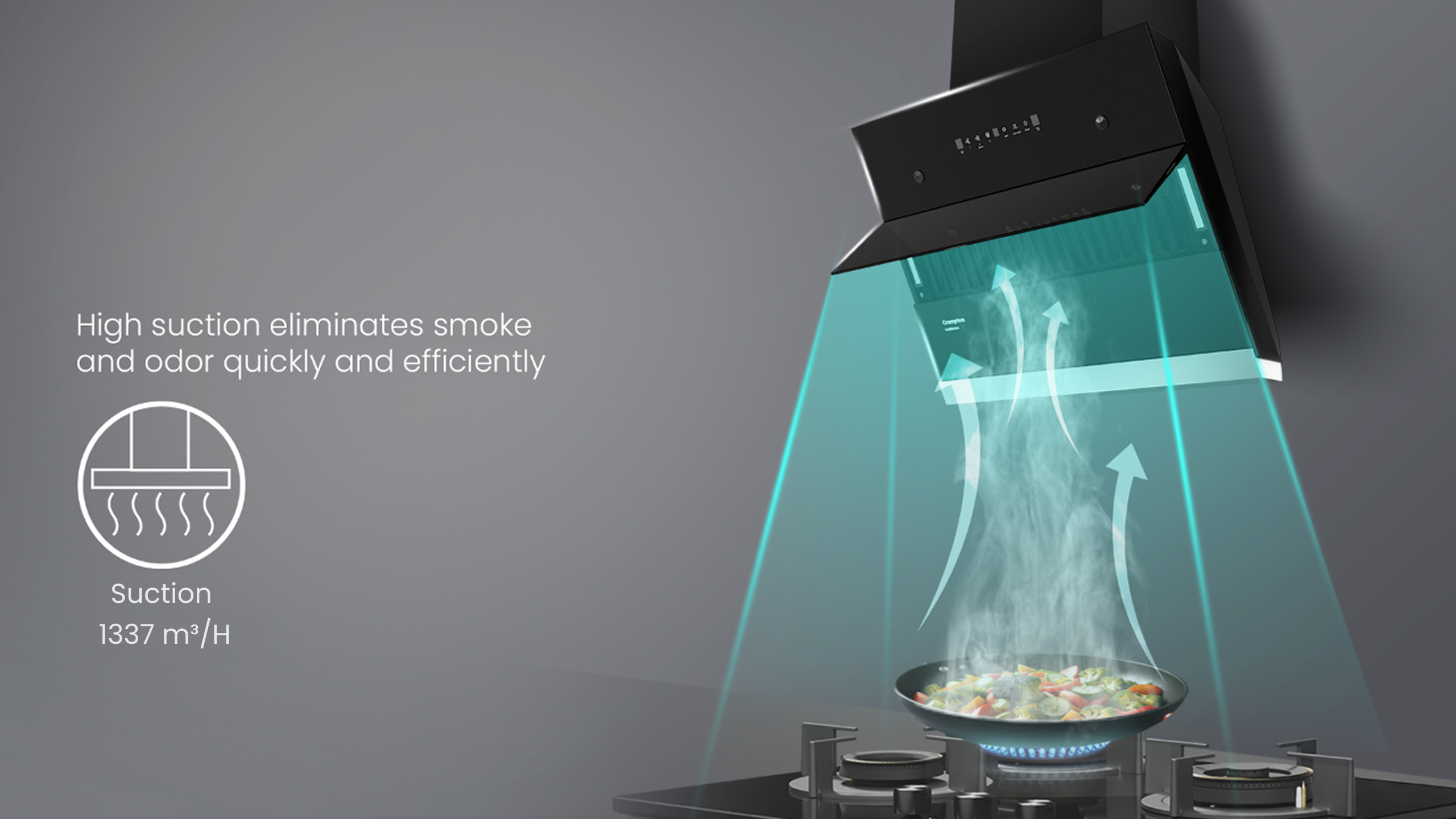 High Suction Eliminates Smoke And Odor Quickly And Efficiently