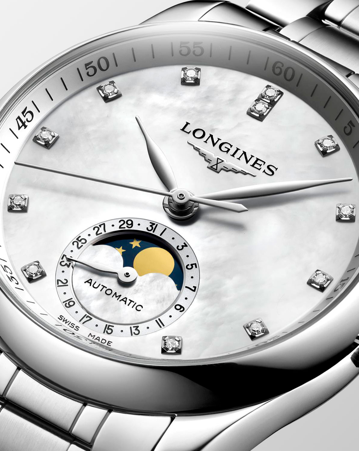 Longines Master Collection Moonphase, 34mm, Auto, White Dial