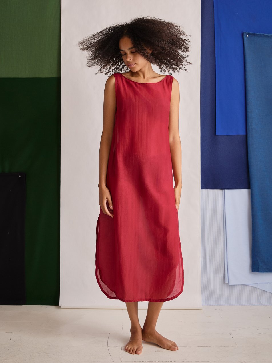 The Muse Dress (Sheer Period Red)