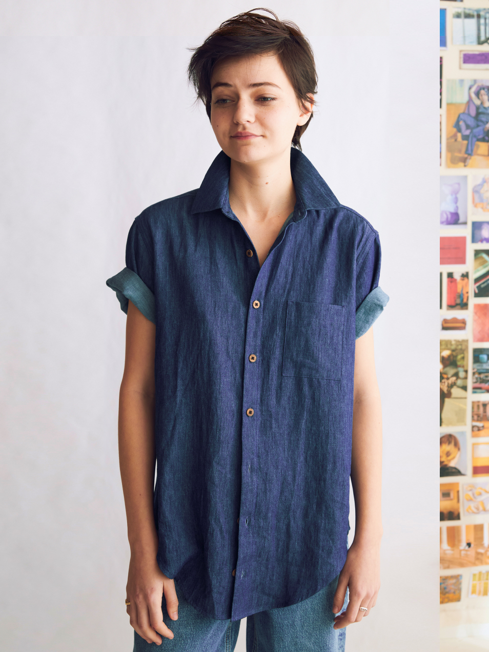Short Sleeve Oxford (Indigo Hemp Denim)
