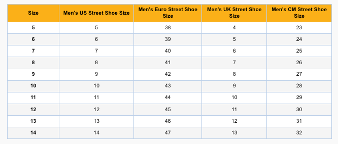 Size chart