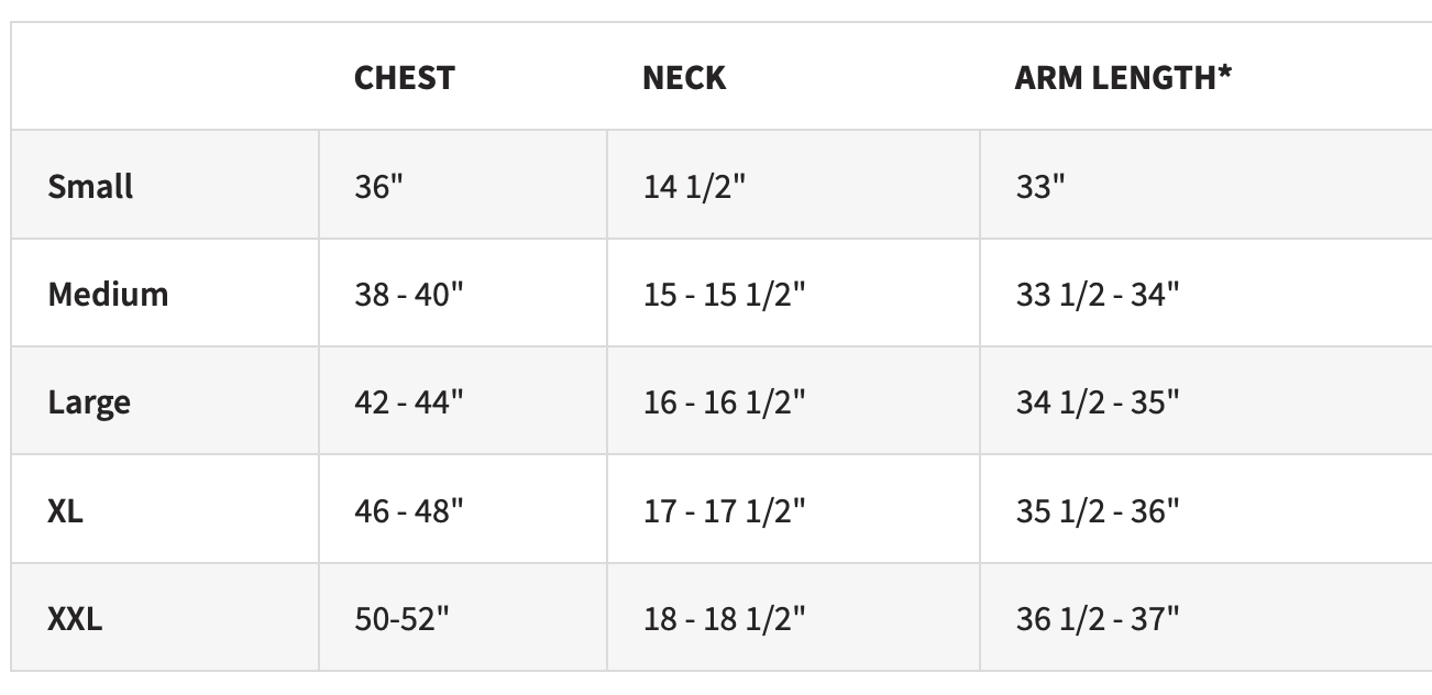 Size chart