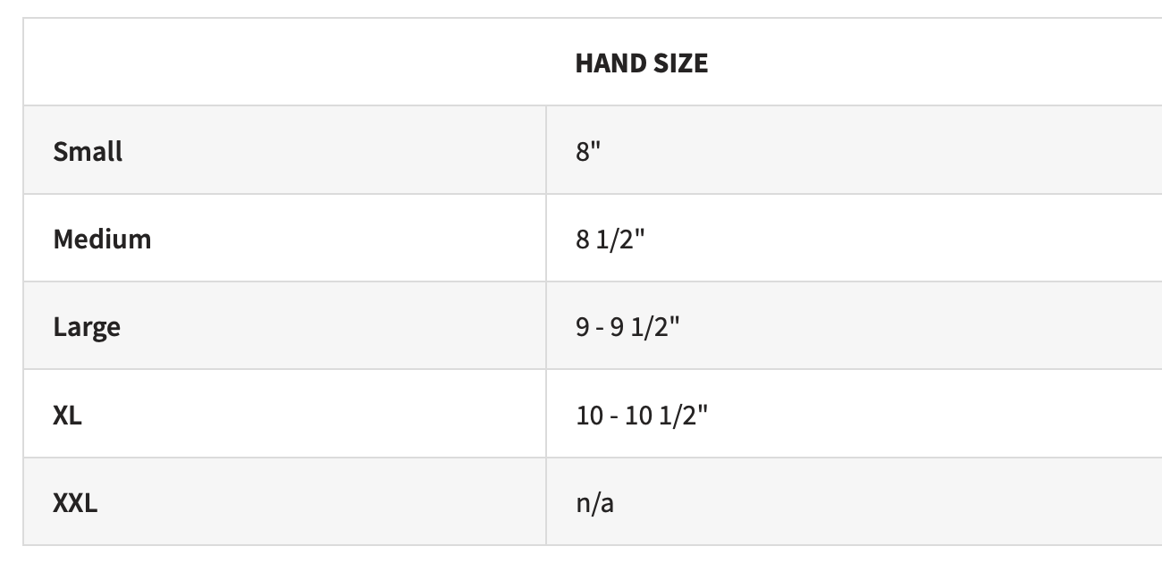 Size chart