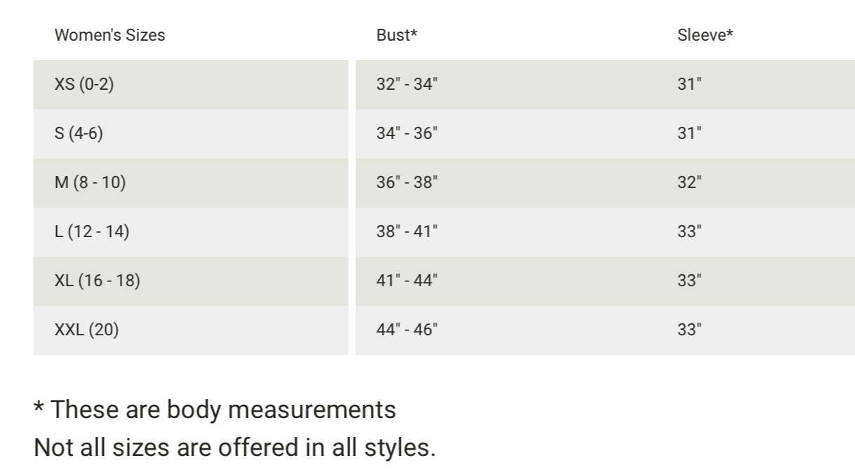 Size chart