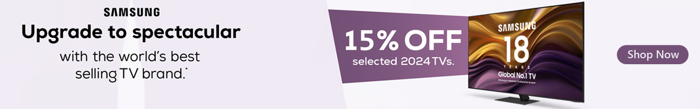 15% OFF Selected Samsung TVs