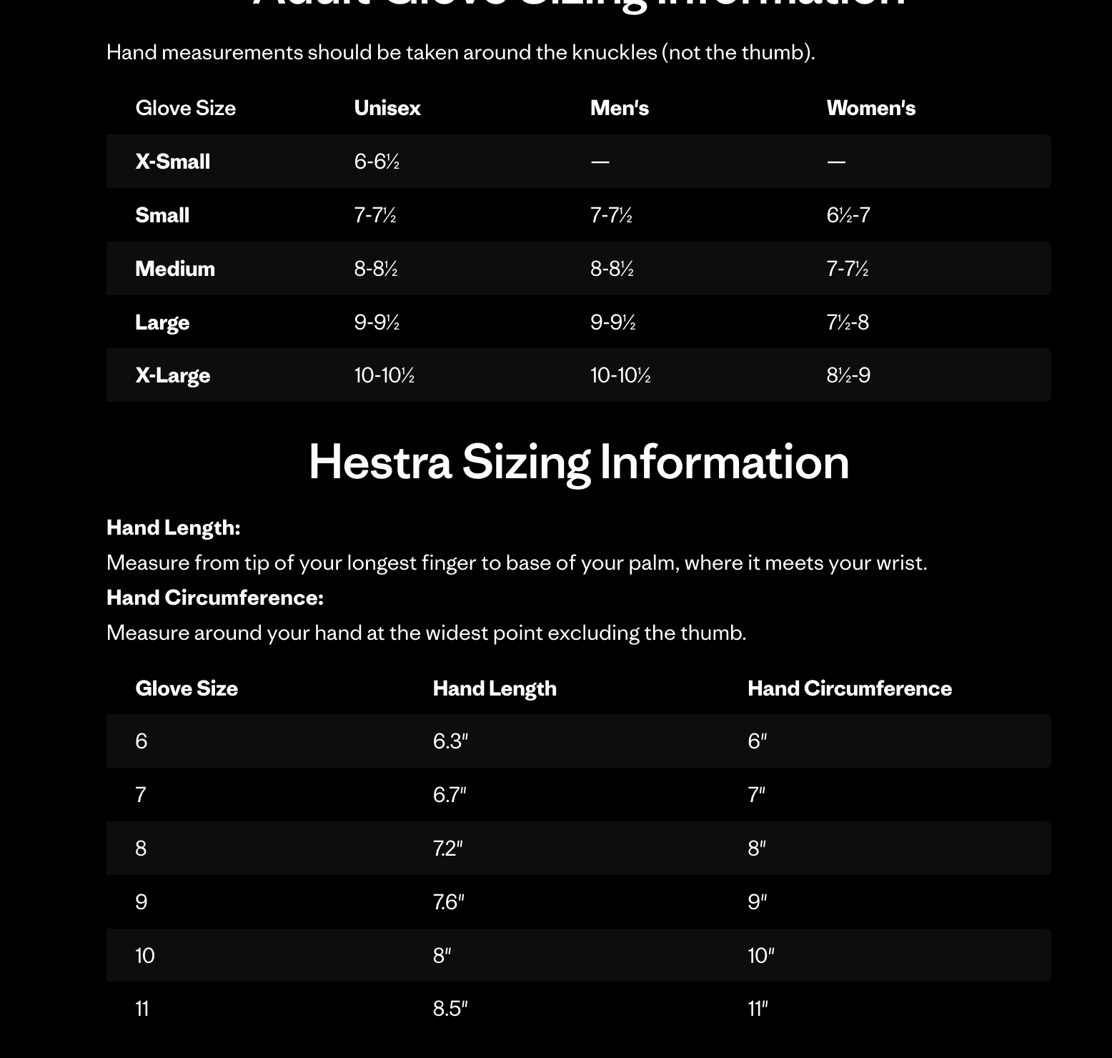 Size chart