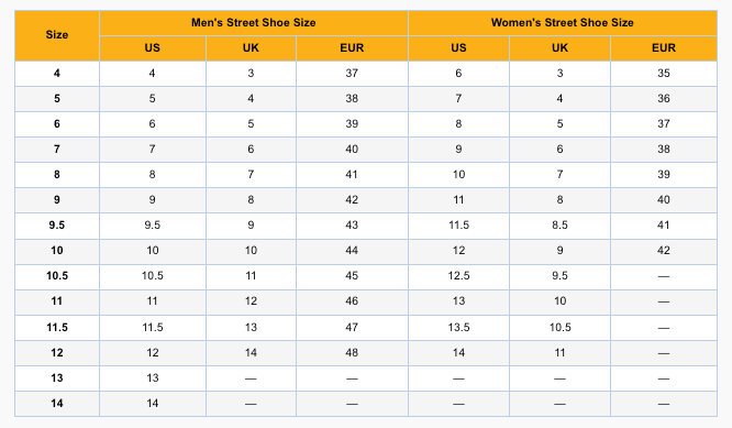 Size chart