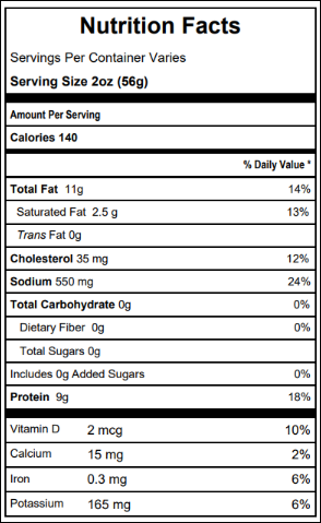 Acme Smoked Fish smoked sablefish nutrition