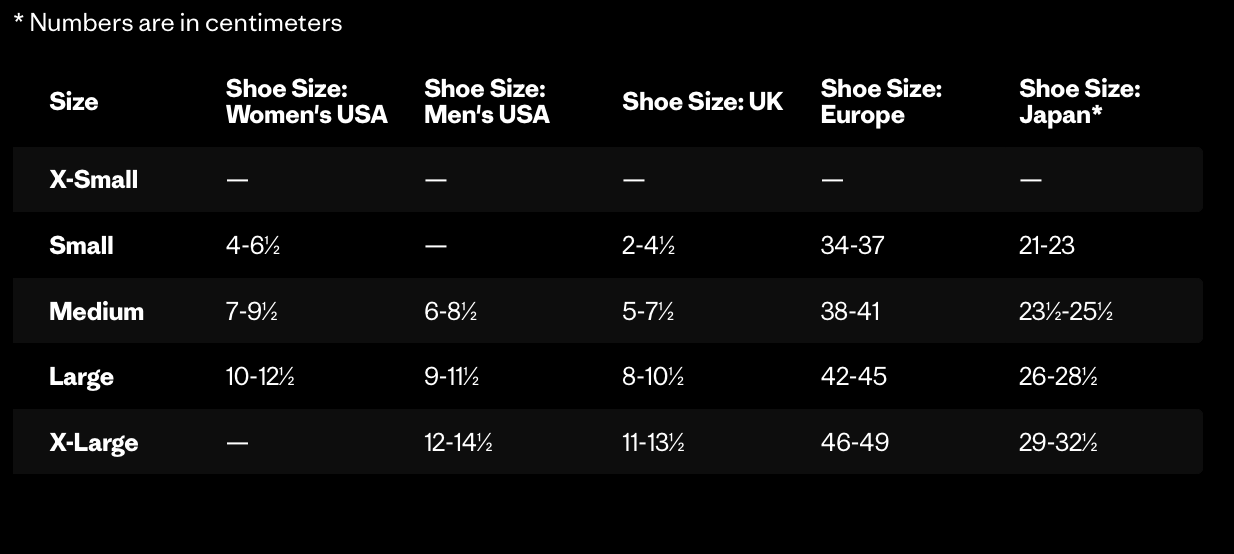 Size chart